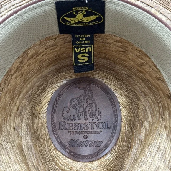 Resistol Duck Commander Straw Cowboy Hat S Genuine Mexican Palm Western USA Made - Picture 10 of 16